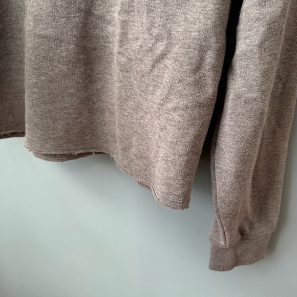 PINK Victoria’s Secret Gray and Yellow Raw Hem Hoodie Sweatshirt. Medium - Picture 5 of 11